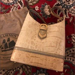 Brahmin Vintage Leather Shoulder Bag - Cream Tan & Grey NWOT